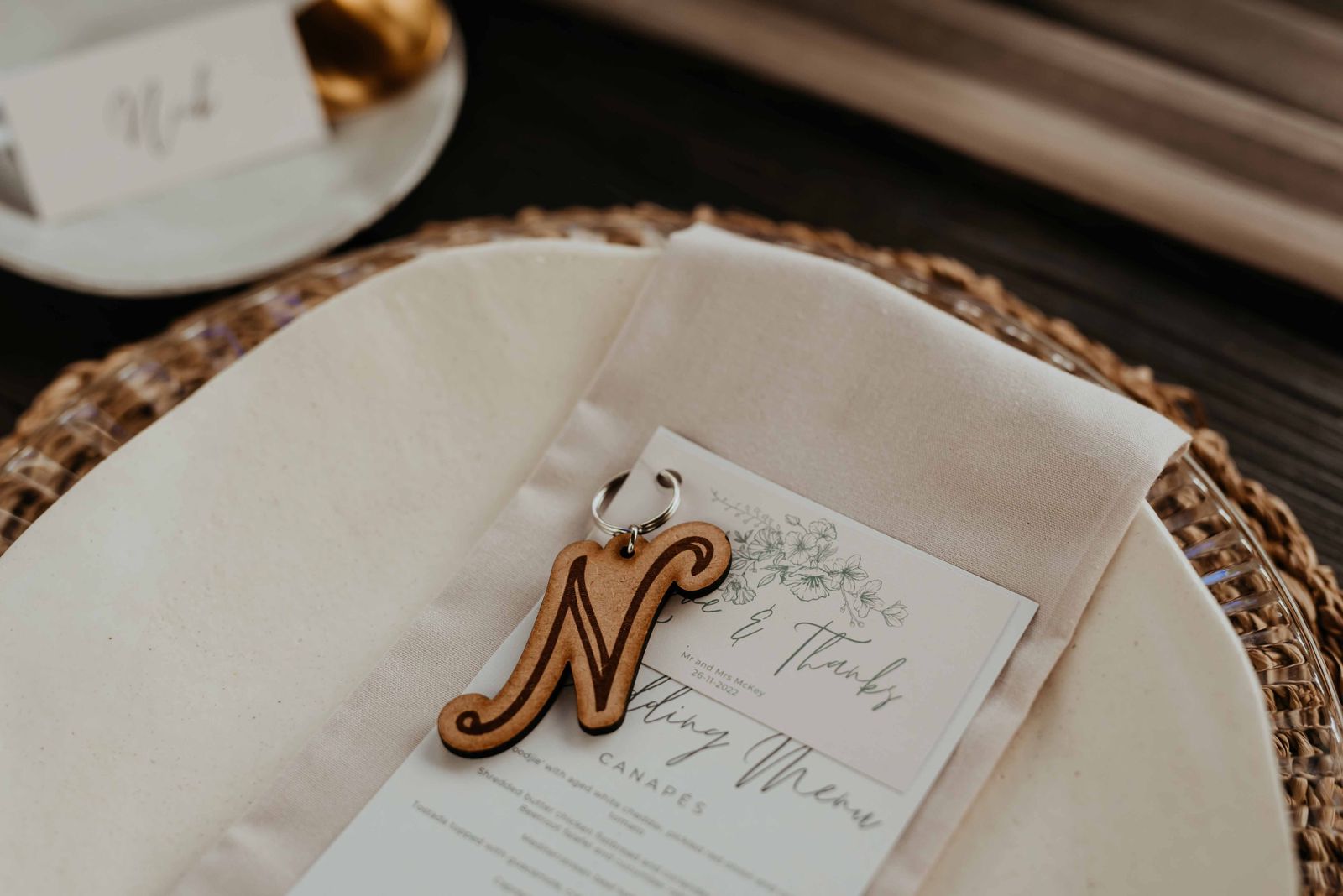 thank you gift keyring and menu print