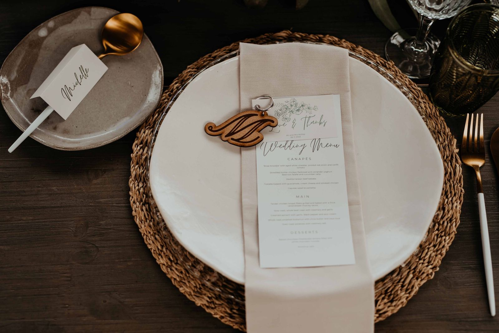 thank you gift keyring and menu print